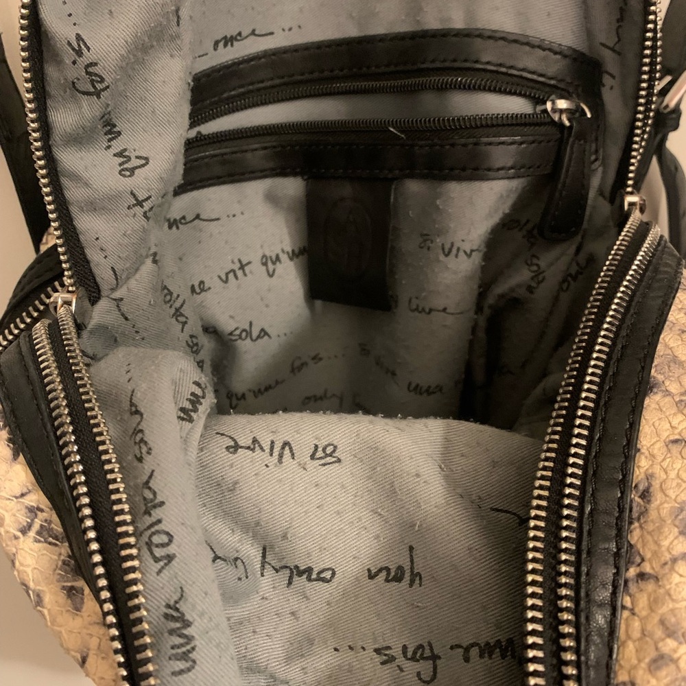 Ash Black and Cream Python Snake Print Backpack - image 5